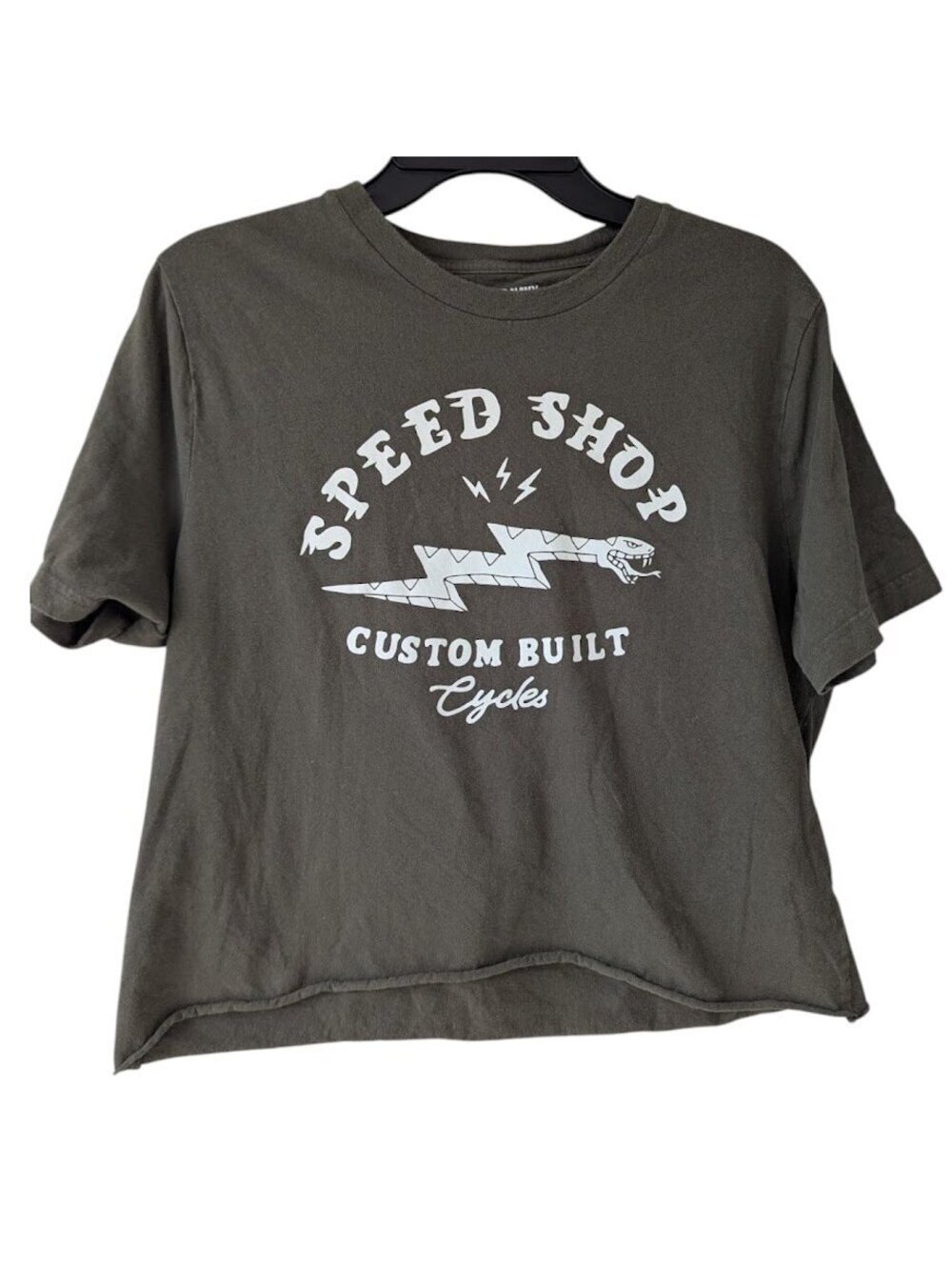 Old Navy Speed Shop Snake Skater T-Shirt Unisex M Boxy Cropped 20.5x20.5 Retro